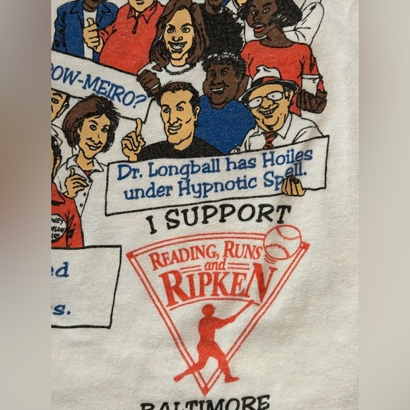 95 - 96 2 BALTIMORE ORIOE'S TEAM T-SHIRTS SINGLE STITCH 1 CELEBRITIES VINTAGE XL - Picture 10 of 15